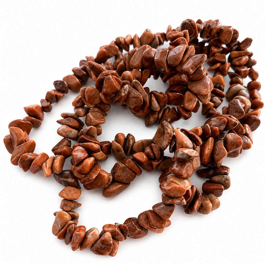 Strand of Red Jasper Gemstone Chip Beads - size 5-7mm