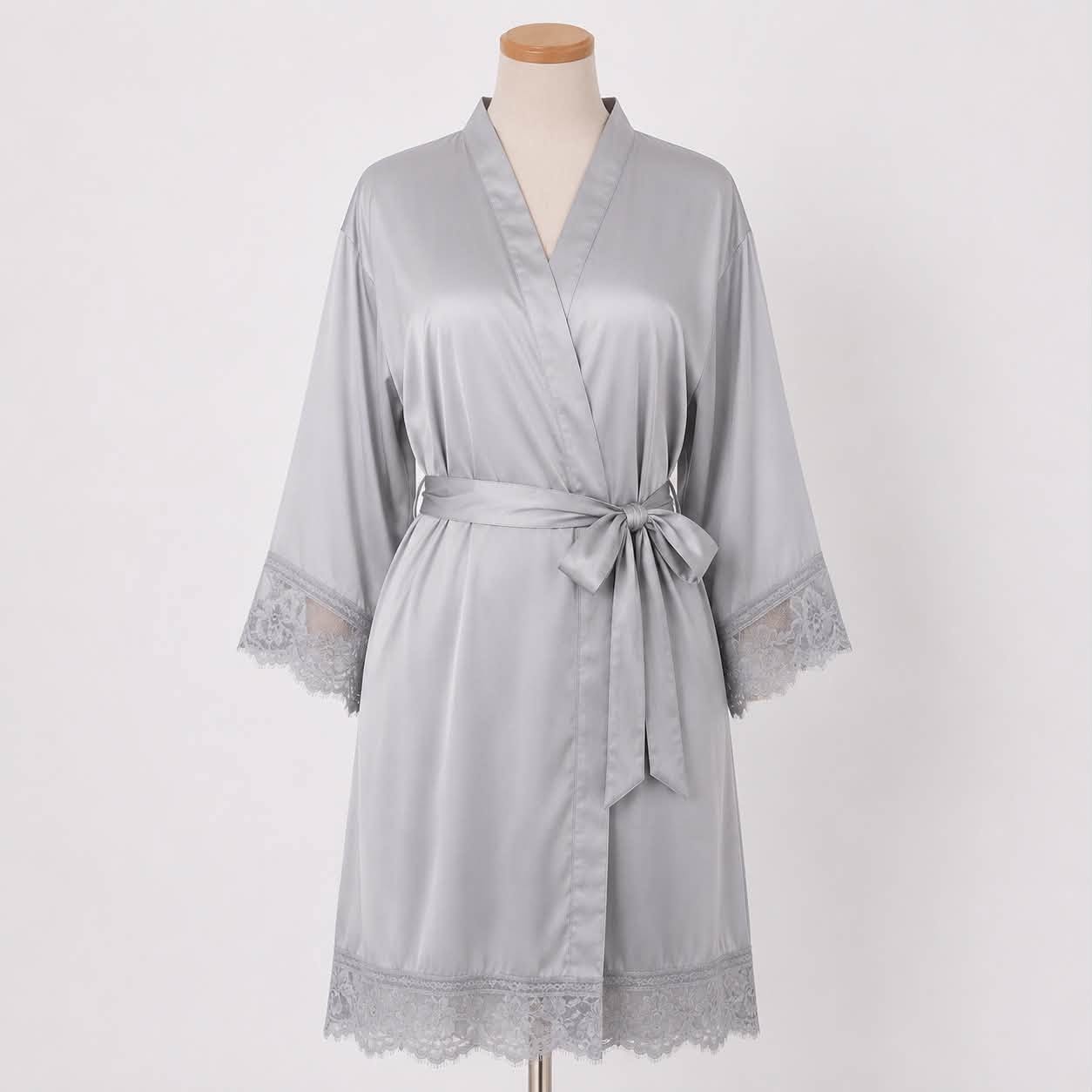 Satin Wedding Robe - Delicate Lace
