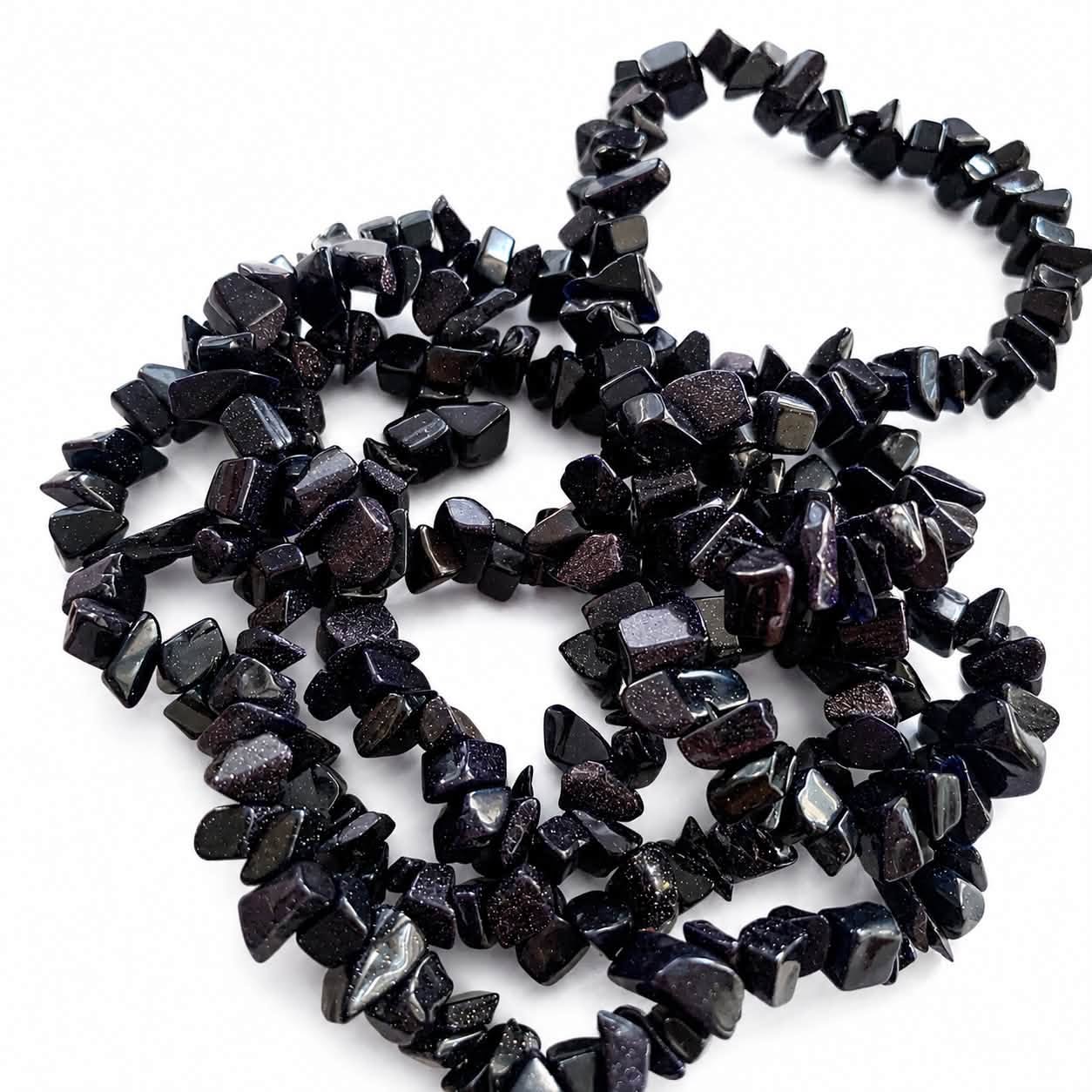 Strand of Blue Goldstone Gemstone Chip Beads - size 3-5mm