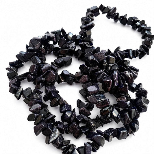 Strand of Blue Goldstone Gemstone Chip Beads - size 3-5mm