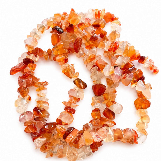 Strand of Carnelian Gemstone Chip Beads - size 3-5mm
