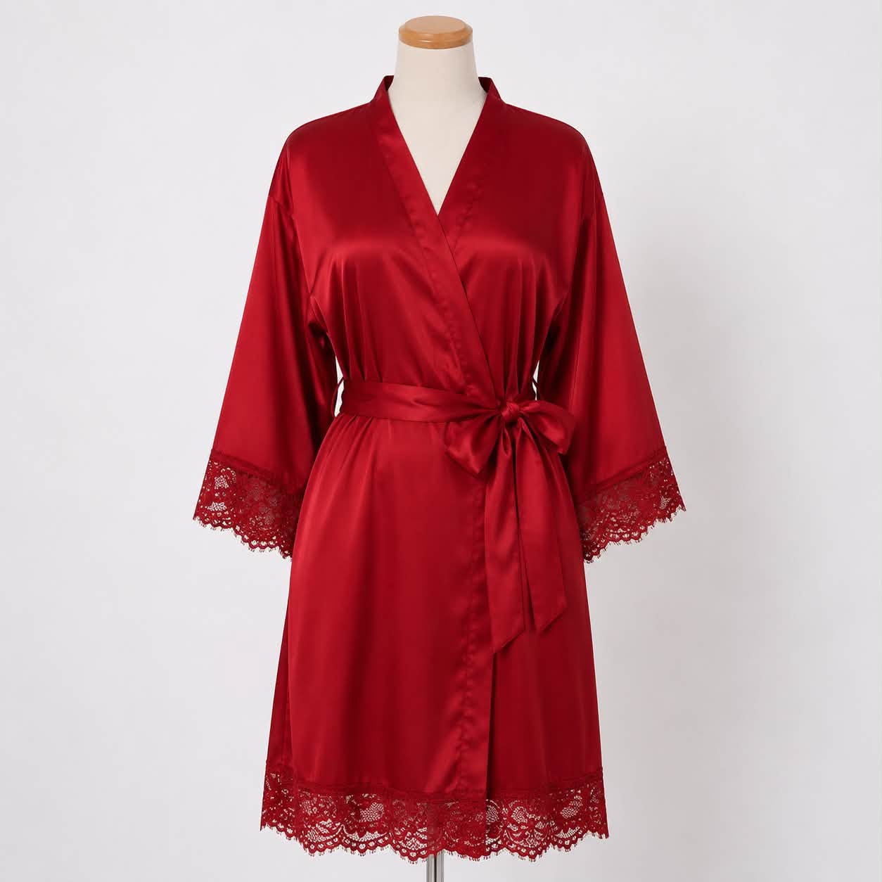Satin Wedding Robe - Delicate Lace