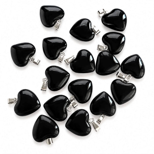Obsidian Gemstone Heart Pendant - Size 25mm