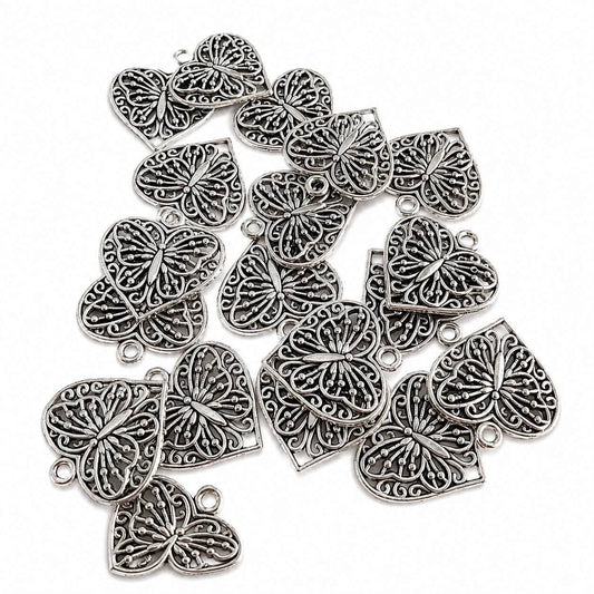 Butterfly Heart Pendant - Size 24x22mm