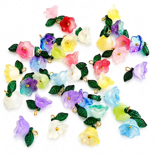 Glass Flower Charm - Size 14mm randomly selected