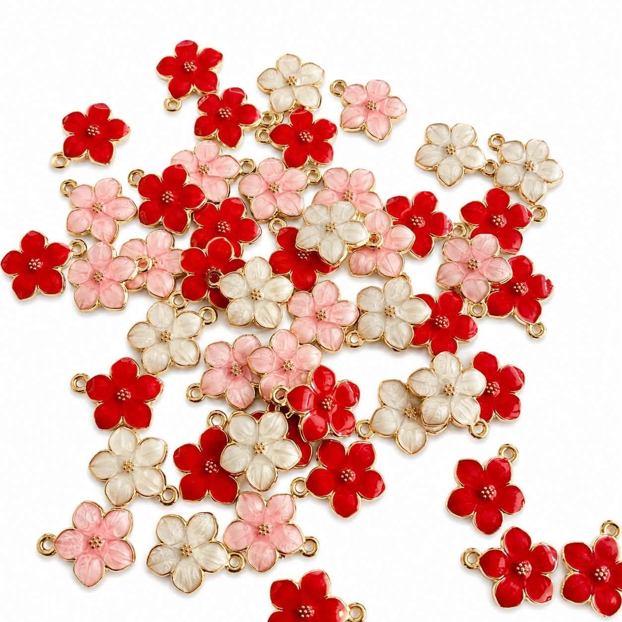 Flower Enamel Charm Size 15mm randomly selected