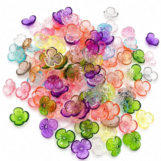 Flower Acrylic Bead Caps - Pack of 50