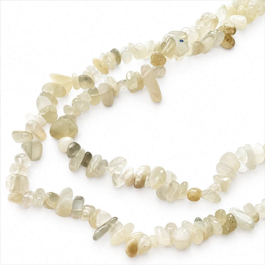 Strand of Natural White Moonstone Gemstone Chip Beads - size 5-8mm