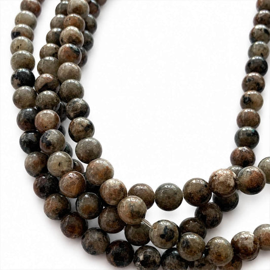 Strand of Natural Yooperlite Stone Beads - Size 4mm