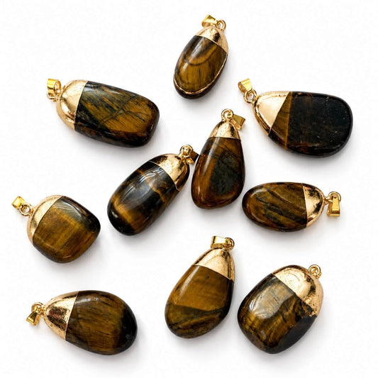 Natural Tiger Eye Gemstone Pendant - Size 30mm