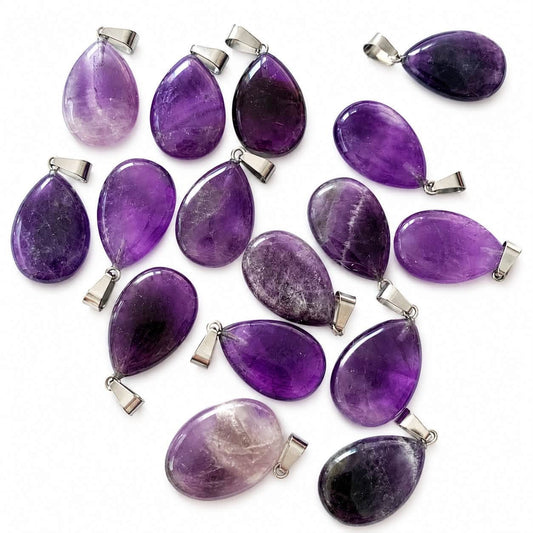 Amethyst Gemstone Pendant - Size 30mm
