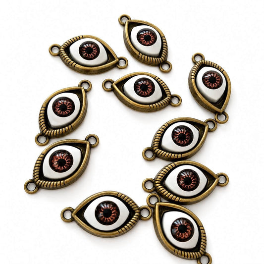 Double Connected Brown Eye Charms - Size 30mm