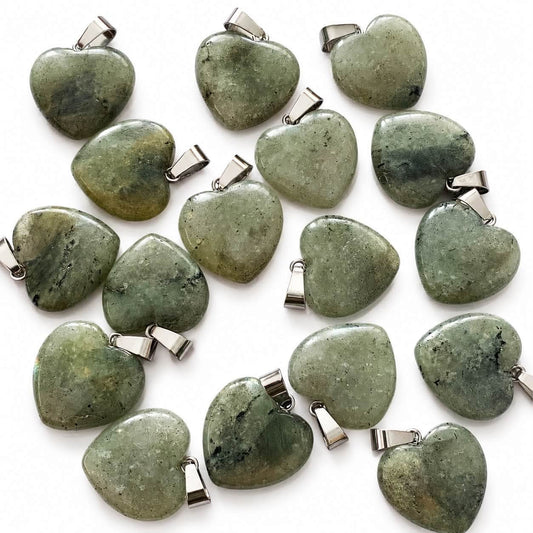 Natural Labradorite Gemstone Heart Charm - Size 30mm
