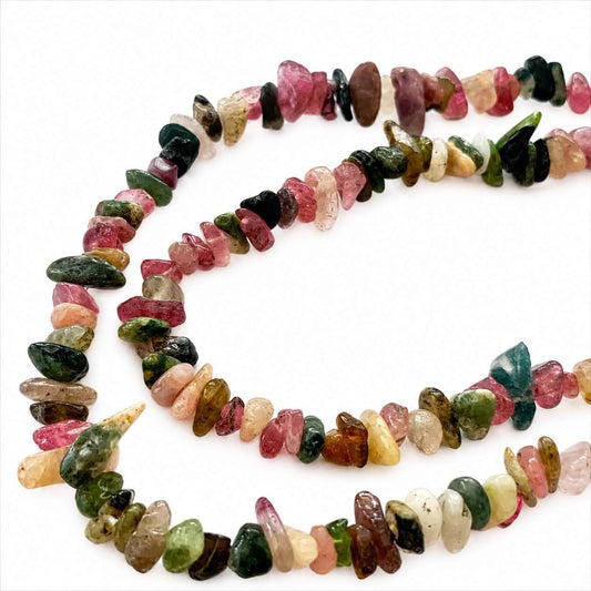 Strand of Natural Tourmaline Gemstone Chip Beads - size 3-5mm
