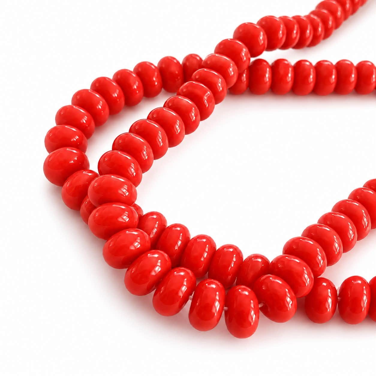 Strand of Glass Rondelle Beads - Size 8mm