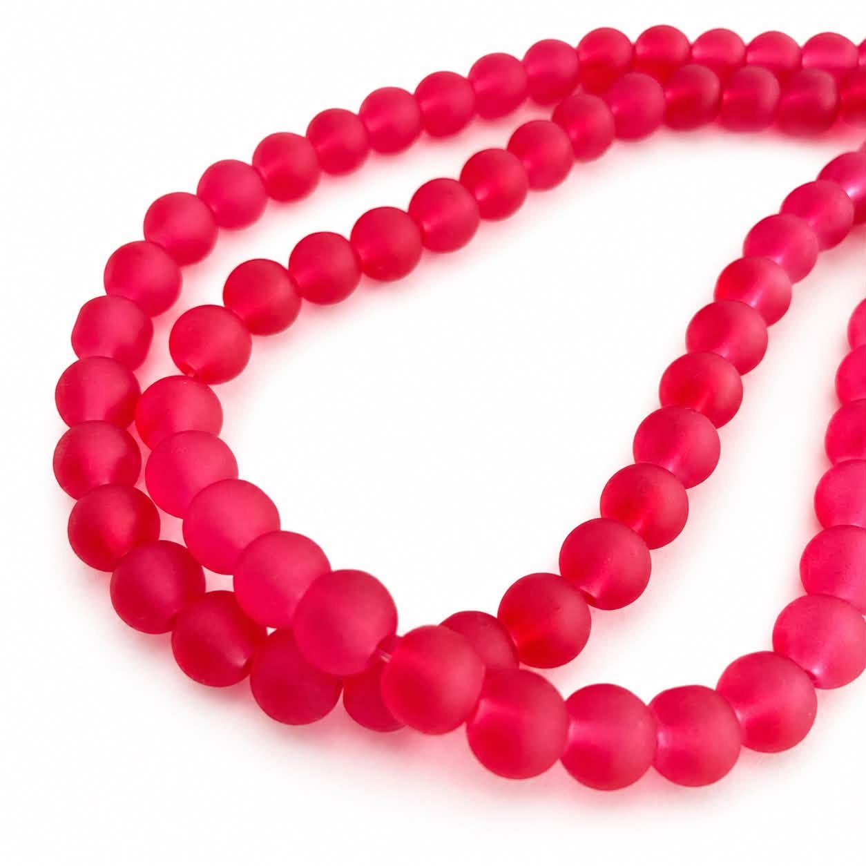 Strand of Frosted Glass Beads - Size 8mm