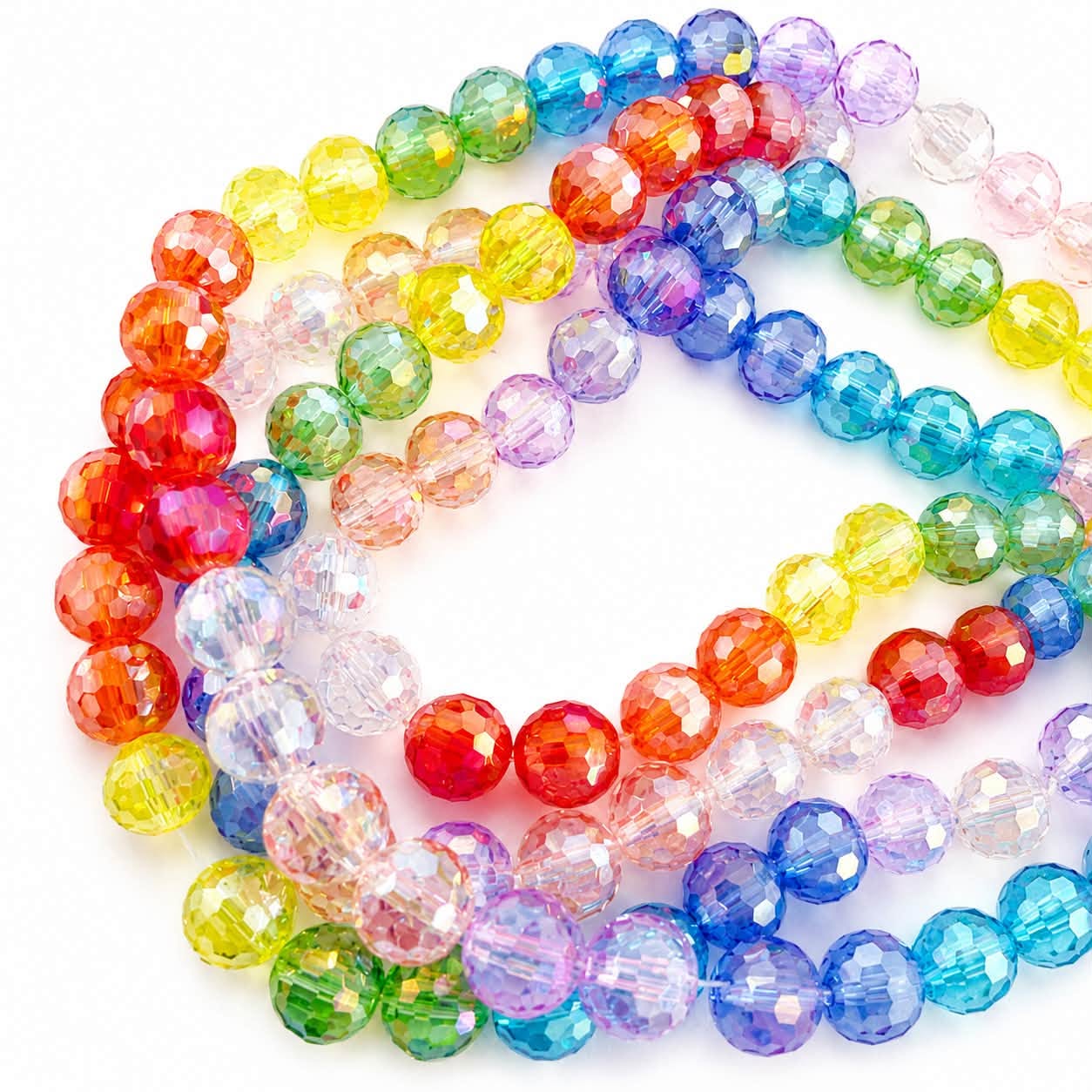 Strand of Rainbow Glass Beads - Size 8mm