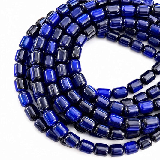 Strand of Tiger Eye Glass Barrel Beads - Size 9x8mm