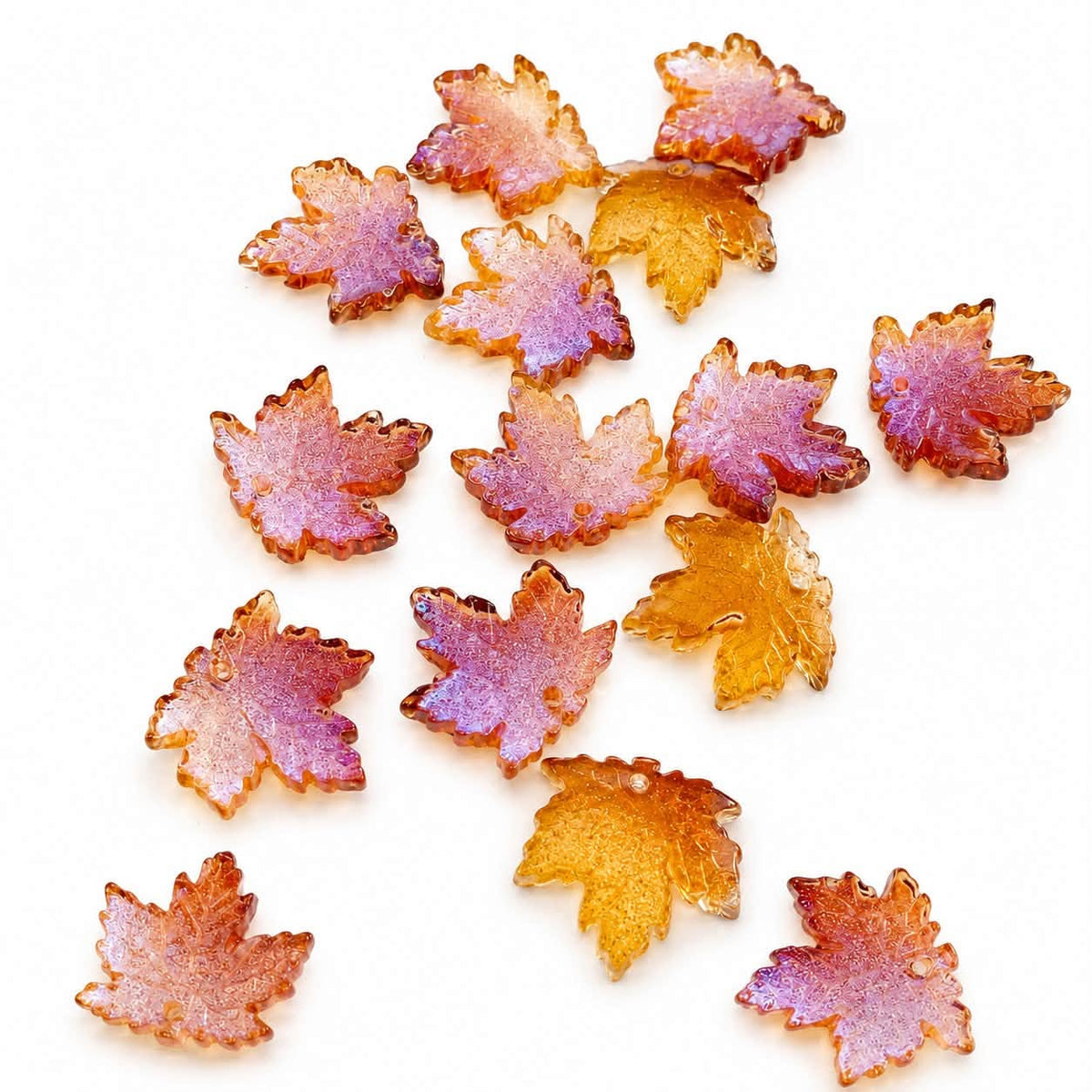 Leaf Glass Charm - Size 15mm