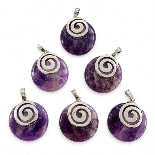 Amethyst Gemstone Pendant - Size 40mm