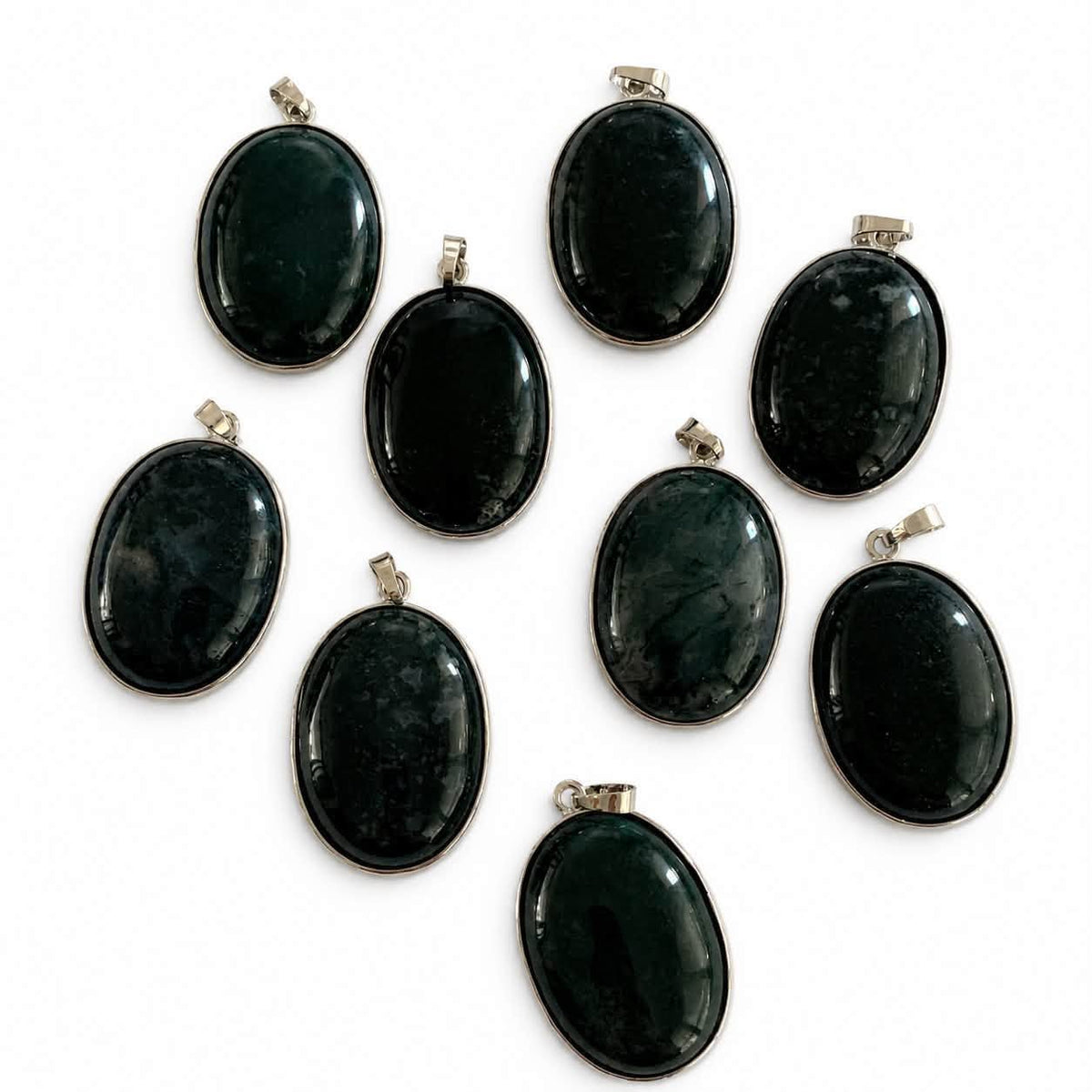 Moss Agate Gemstone Pendant - Size 50mm