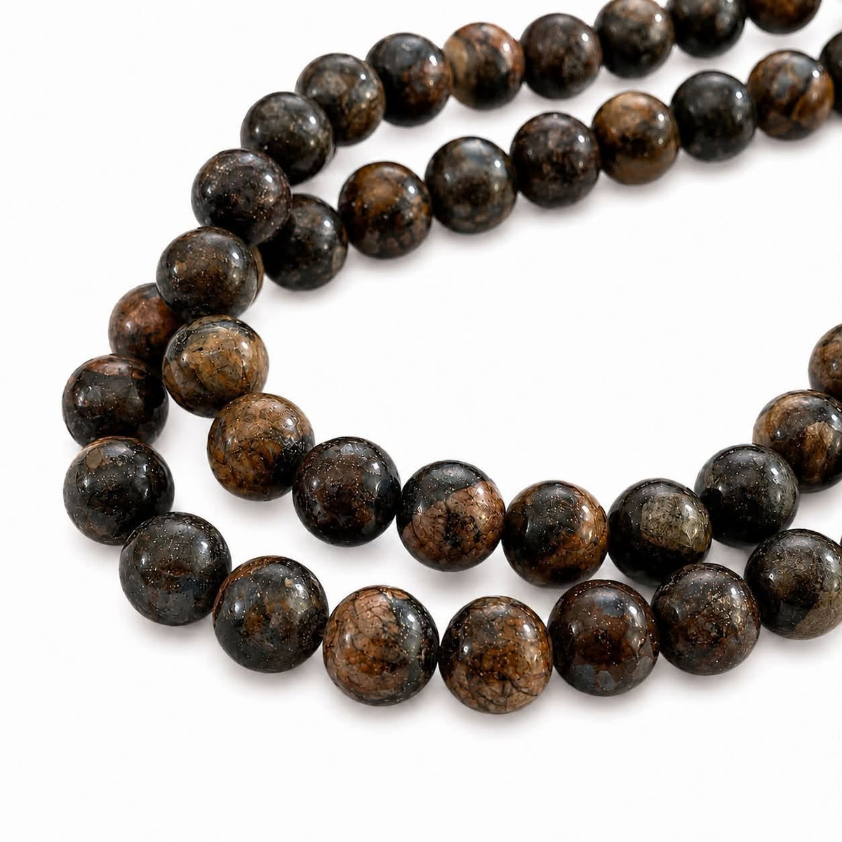 Strand of Bronzite Gemstone Beads - Size 8mm