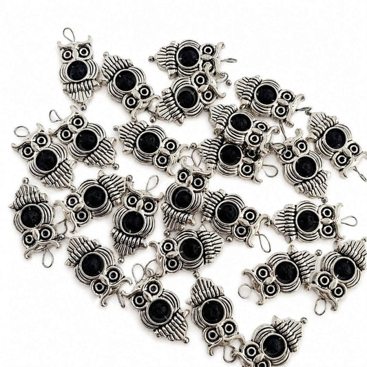 Owl charm with a Lava Stone - Size 25mm