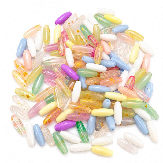 Rice Oblong Shaped Glass Beads - Size 12mm