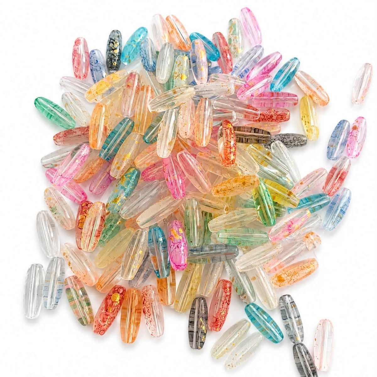 Rice Oblong Shaped Glass Beads - Size 12mm