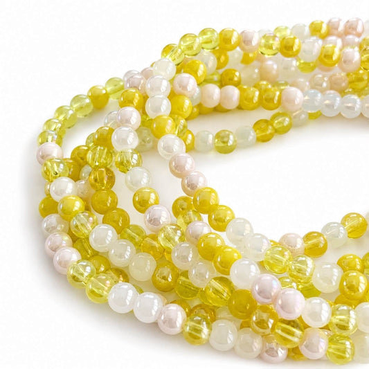 Strand of AB Yellow Glass Beads - Size 4mm