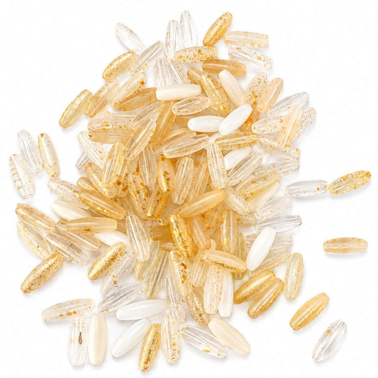 Rice Oblong Shaped Glass Beads - Size 12mm