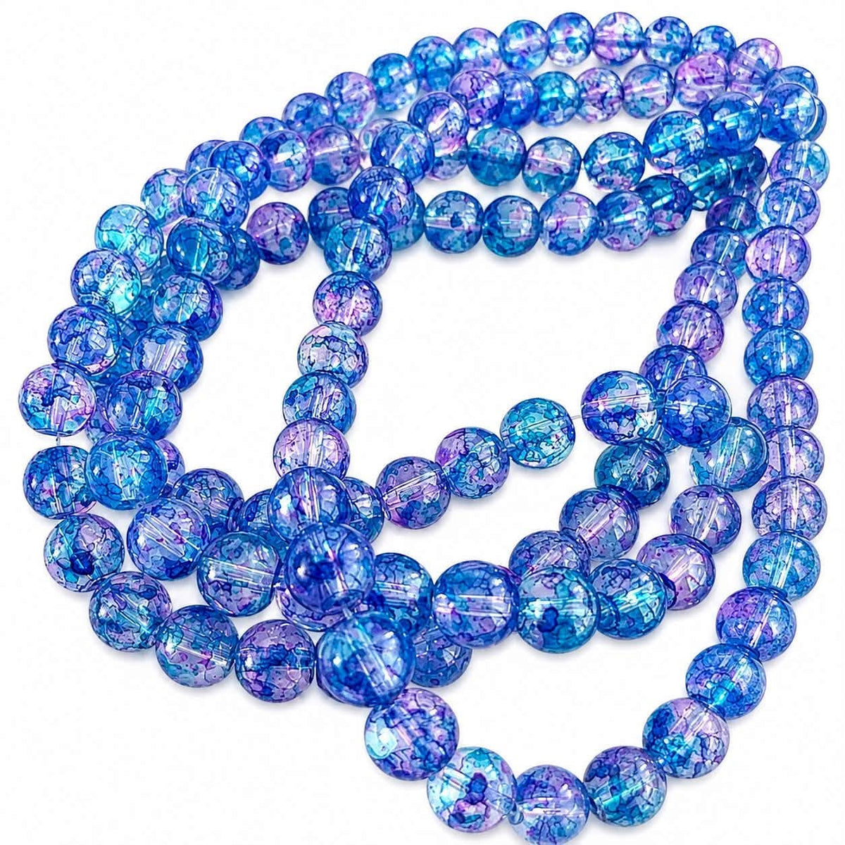 Strand of Watercolour Glass Beads - Size 8mm