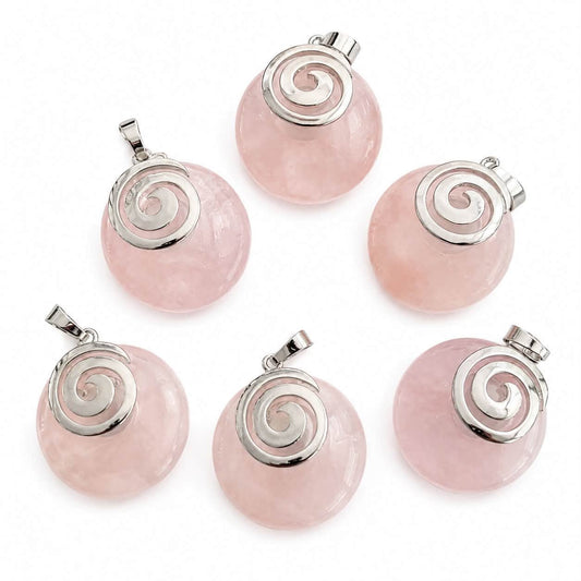 Rose Quartz Gemstone Pendant - Size 40mm