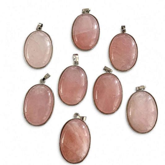 Rose Quartz Gemstone Pendant - Size 50mm