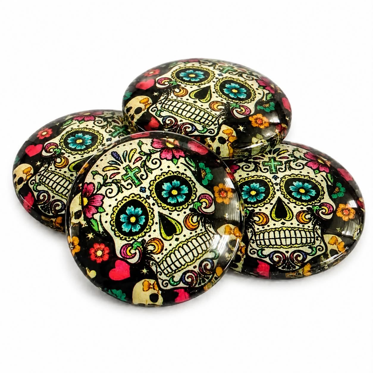 Sugar Skull Cabochons - 4 Pack