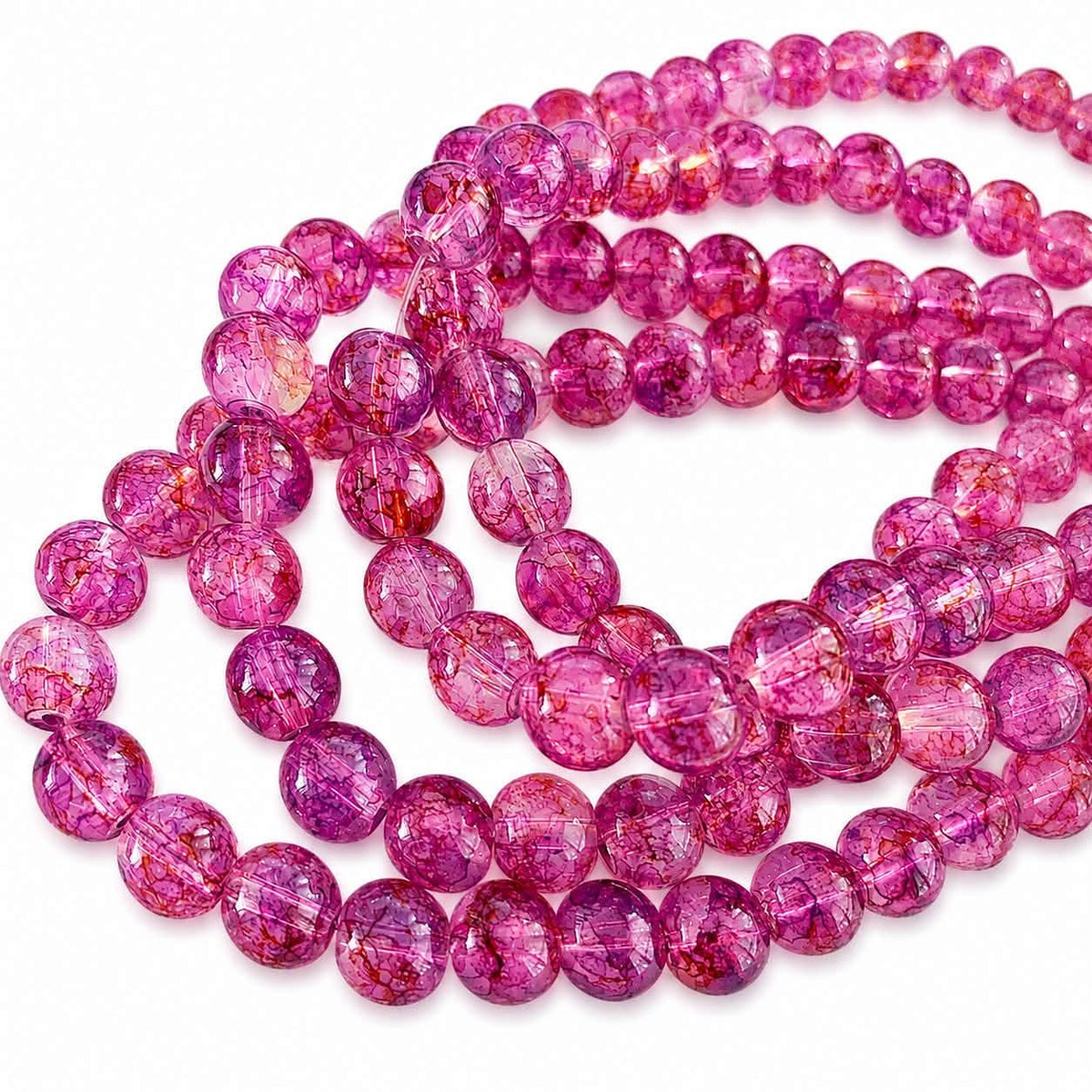 Strand of Watercolour Glass Beads - Size 8mm