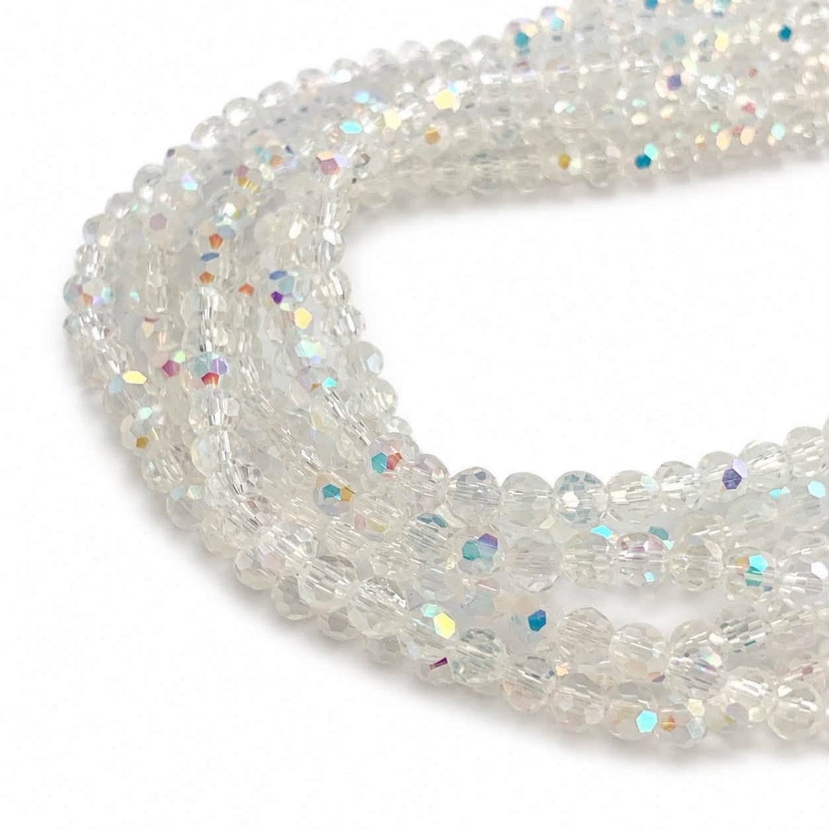 Strand of AB Clear Glass Beads - Size 4mm