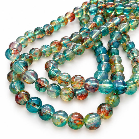 Strand of Sea Green Glass Beads - Size 8mm