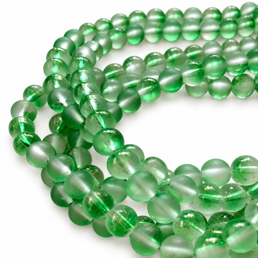 Strand of Two Tone Green Glass beads - Size 8mm Approx 52 Beads
