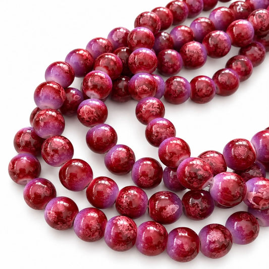 Strand of Burgundy Glass Beads - Size 8mm