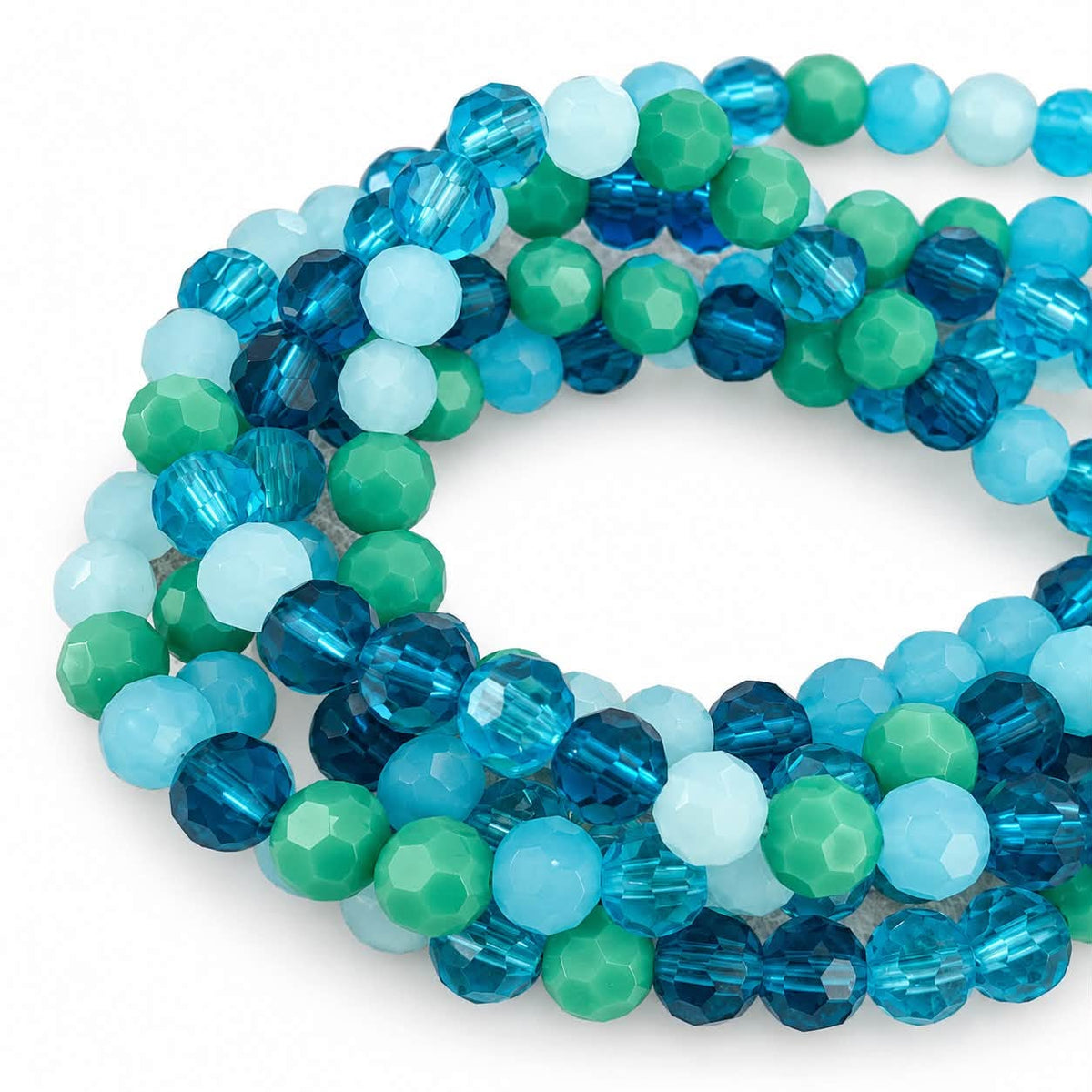 Strand of Electroplate Faceted Mixed Glass Beads - 6x5mm