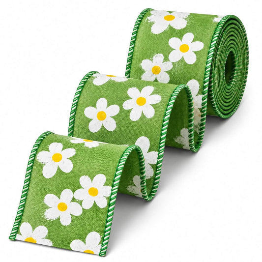 Flower Daisy Wired Ribbon - 5 yards