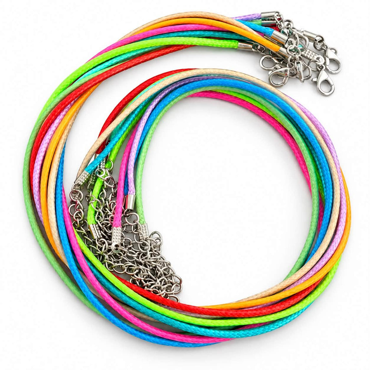 Waxed Cord 18" Necklace Cords Mixed Colours - Pack of 10