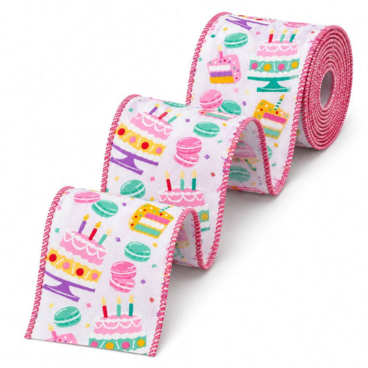 Birthday Cake Wired Ribbon - 5 yards