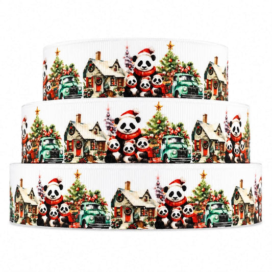 Christmas Panda Family Ribbon - 5 Yards