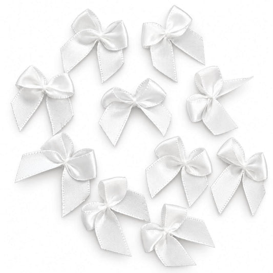 White Ribbon Bow - 10 Pack