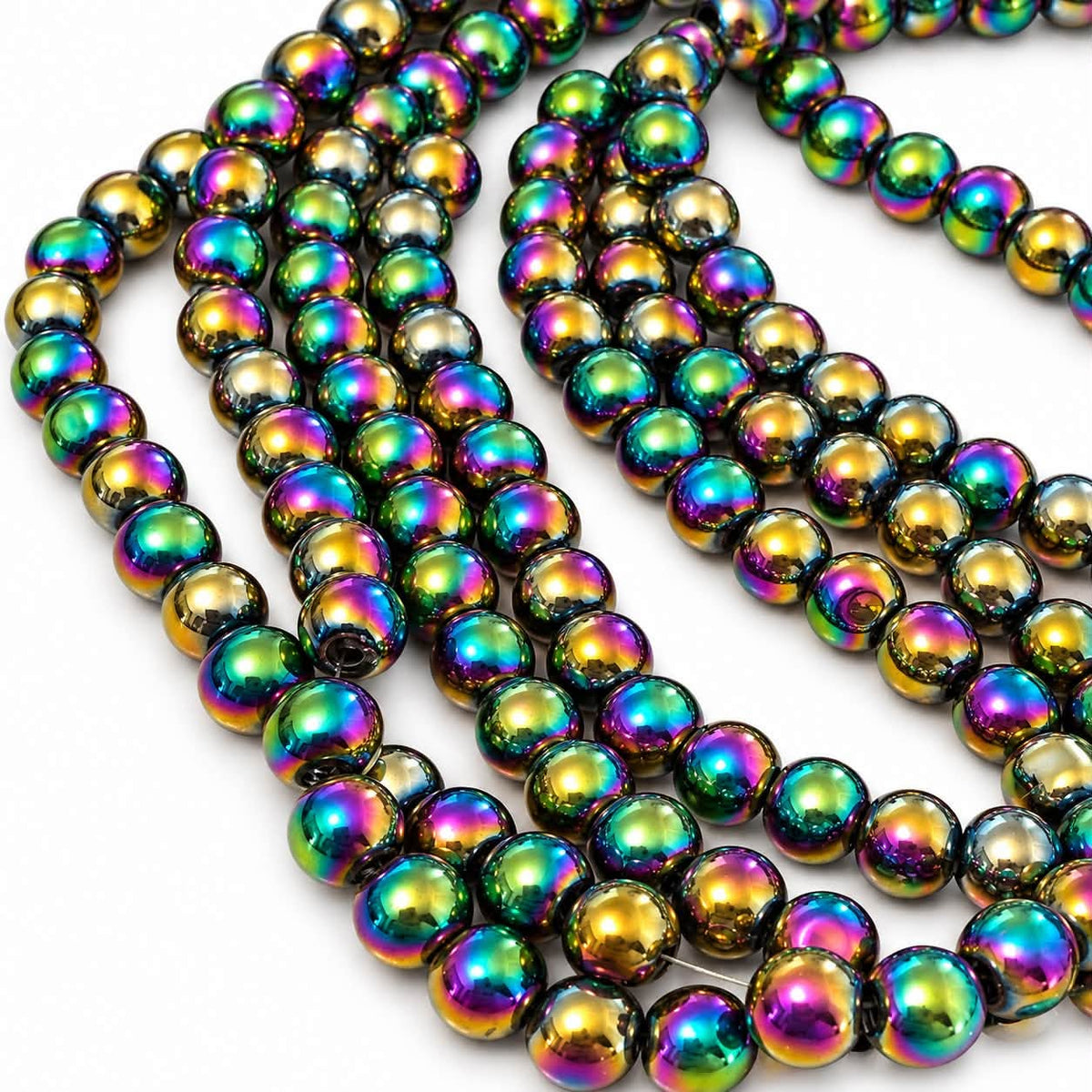 Strand of Rainbow Glass Beads - Size 8mm