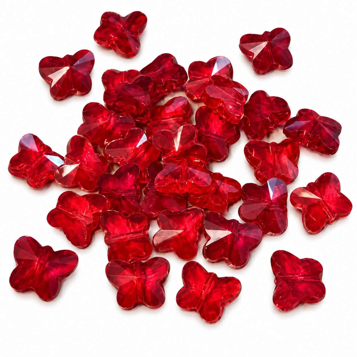 Red Butterfly Glass Beads - Size 15mm