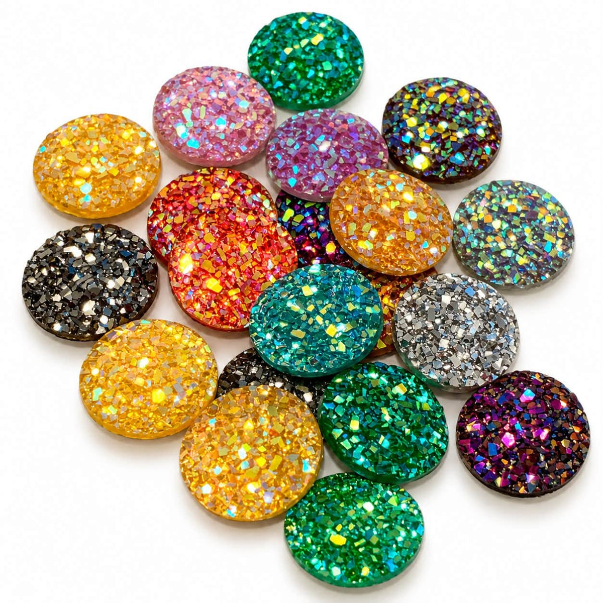 Glitter Round Embellishments - 20 Pack