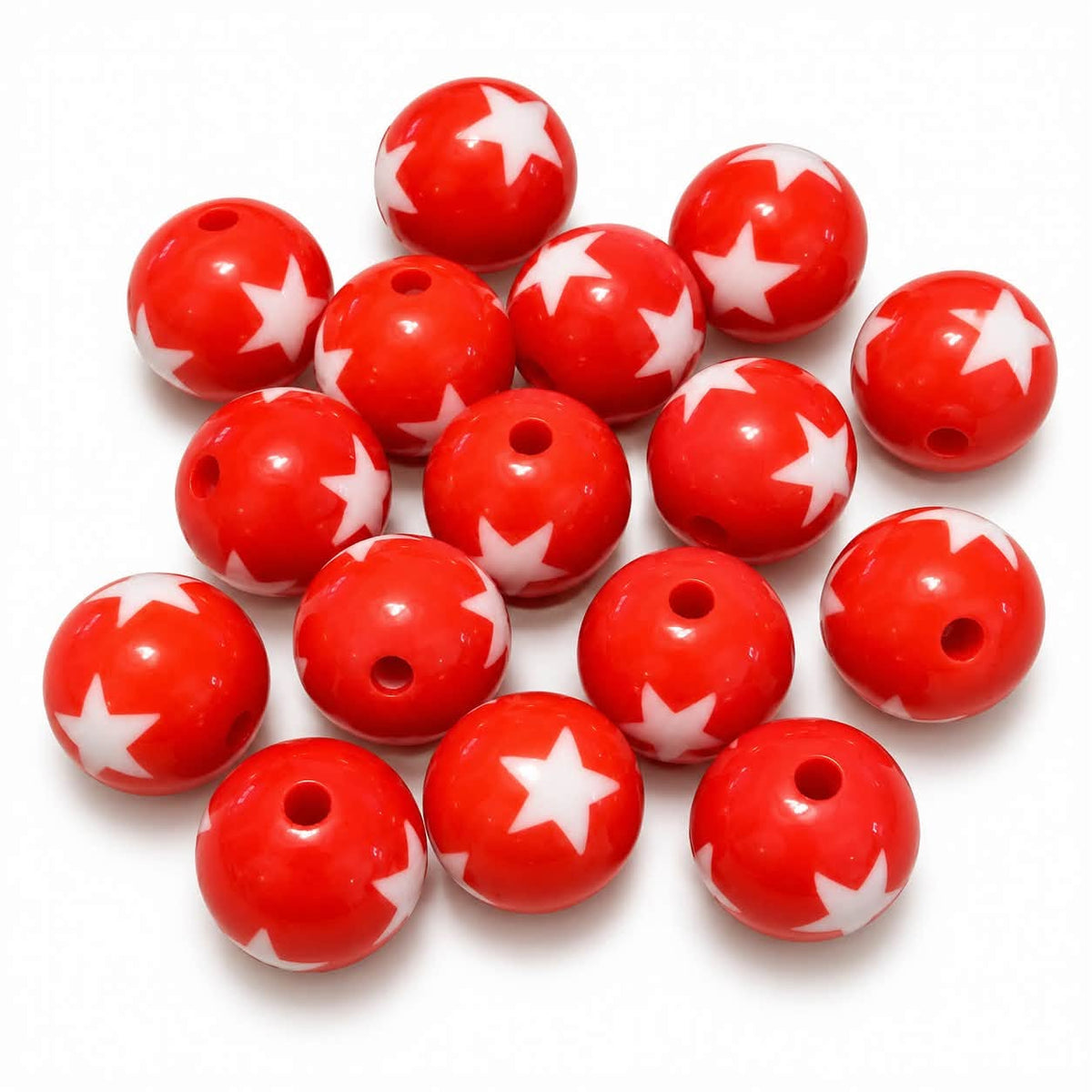 Red Star Acrylic Bead - Size 15mm